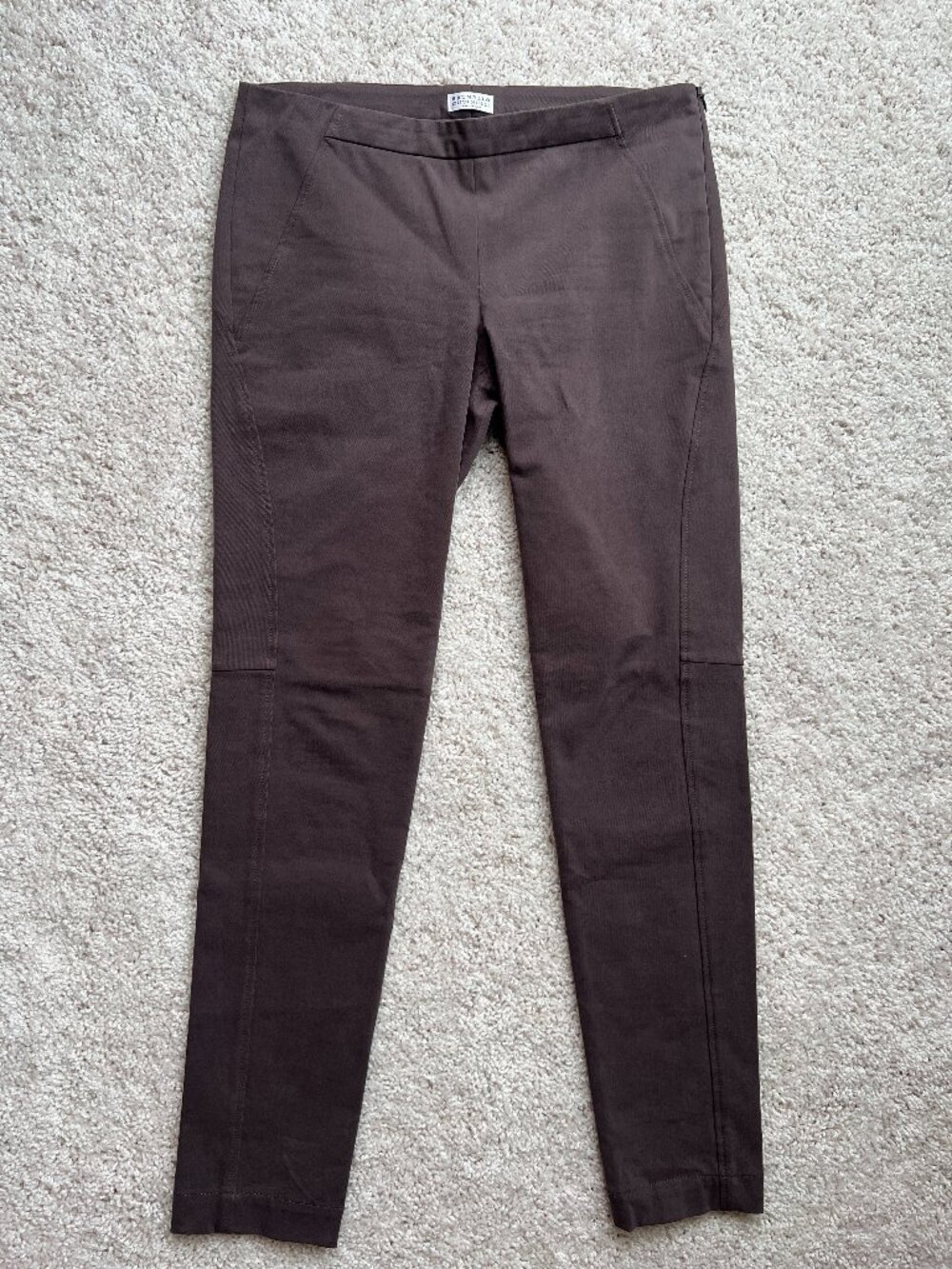 Brunello Cucinelli Brown Stretch Cotton Skinny Leg Pants Size 6 IT 42